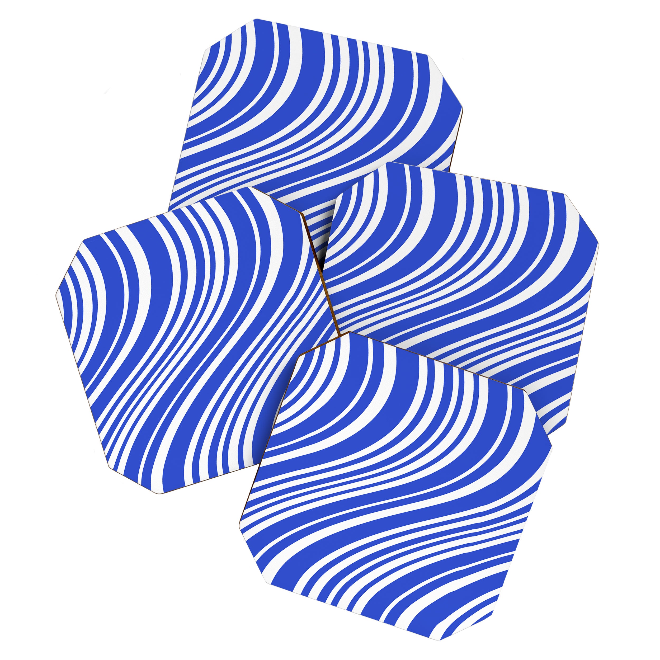  Wavy Stripes XXXIV - Bright Blue Coaster Gallery Image 1