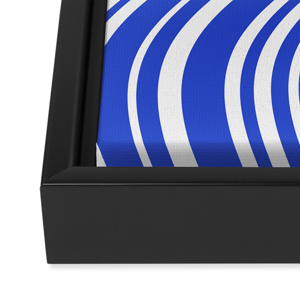  Wavy Stripes XXXIV - Bright Blue Framed Canvas Print Gallery Image 3