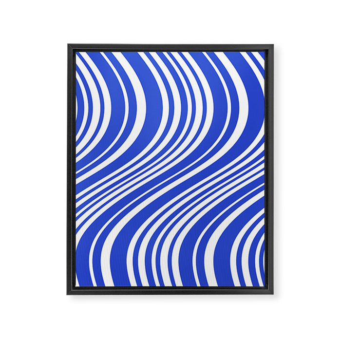  Wavy Stripes XXXIV - Bright Blue Framed Canvas Print Gallery Image 1