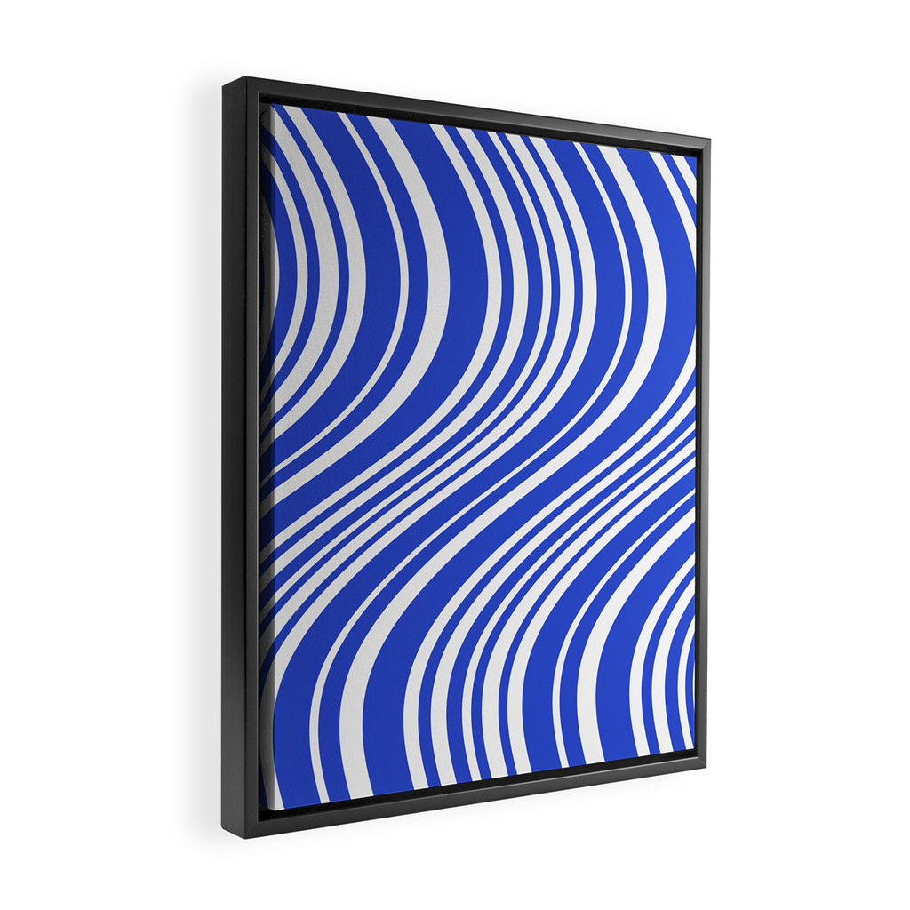  Wavy Stripes XXXIV - Bright Blue Framed Canvas Print Gallery Image 2
