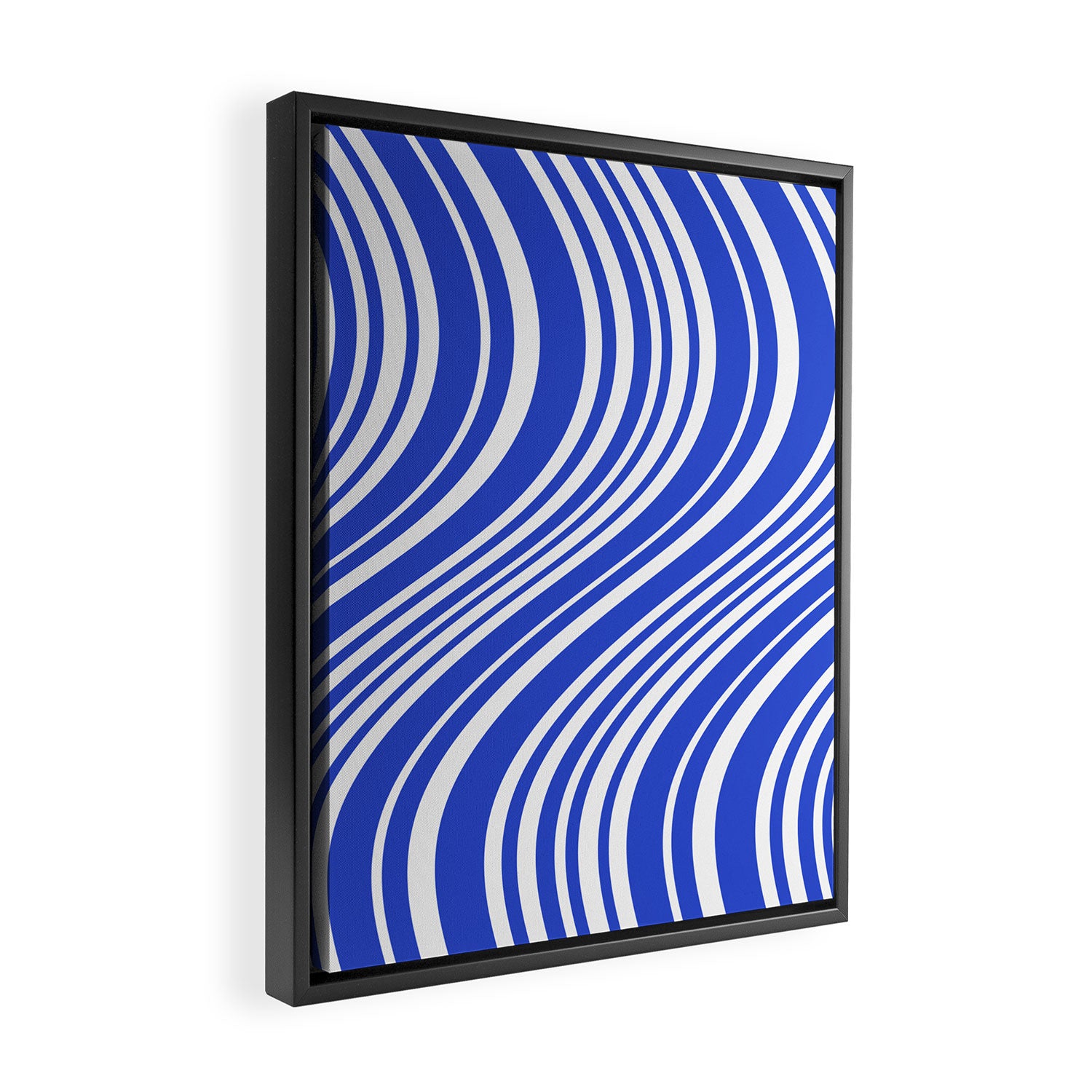  Wavy Stripes XXXIV - Bright Blue Framed Canvas Print Gallery Image 2