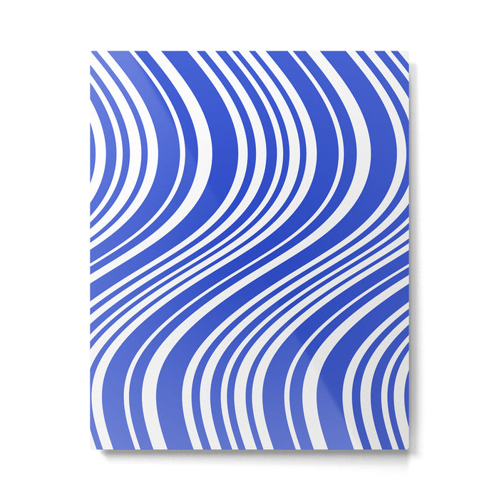  Wavy Stripes XXXIV - Bright Blue Metal Print Gallery Image 1