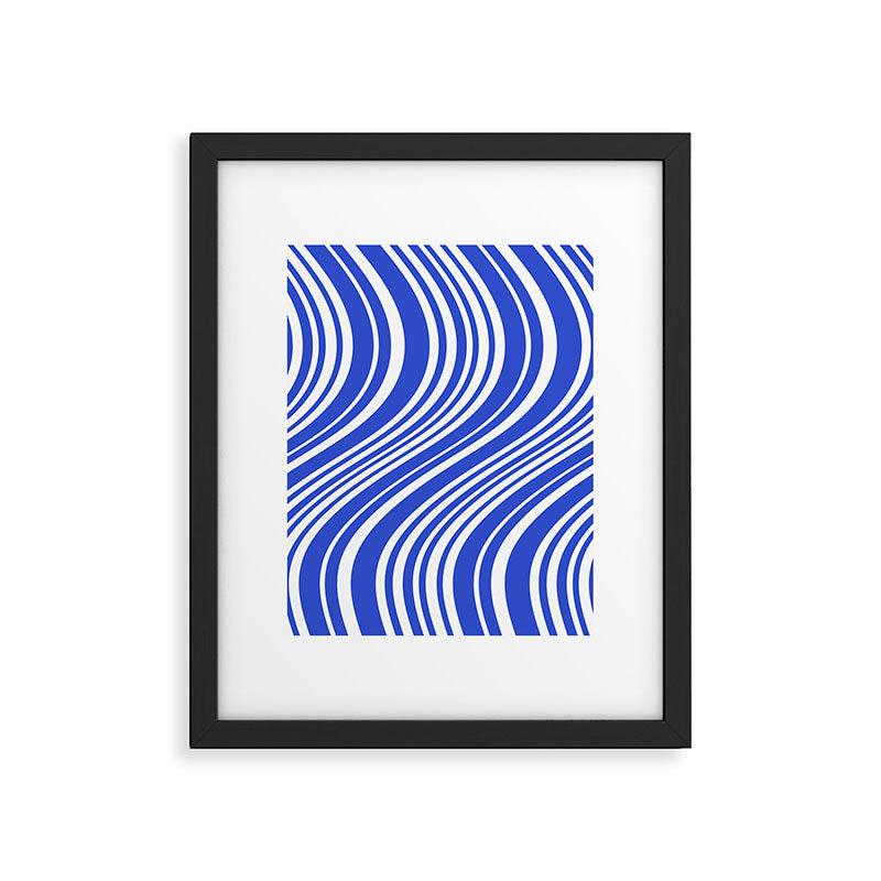  Wavy Stripes XXXIV - Bright Blue Framed Art Print Gallery Image 5