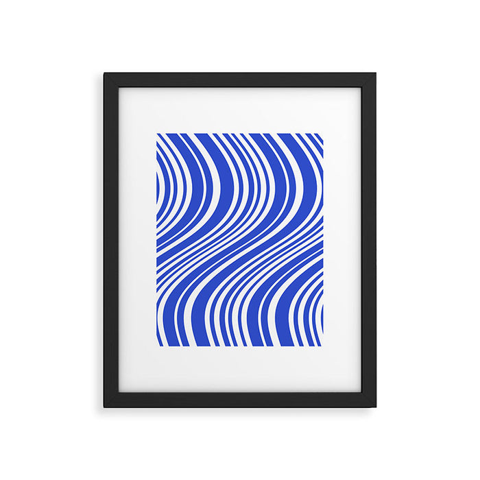 Wavy Stripes XXXIV - Bright Blue Framed Art Print Gallery Image 1