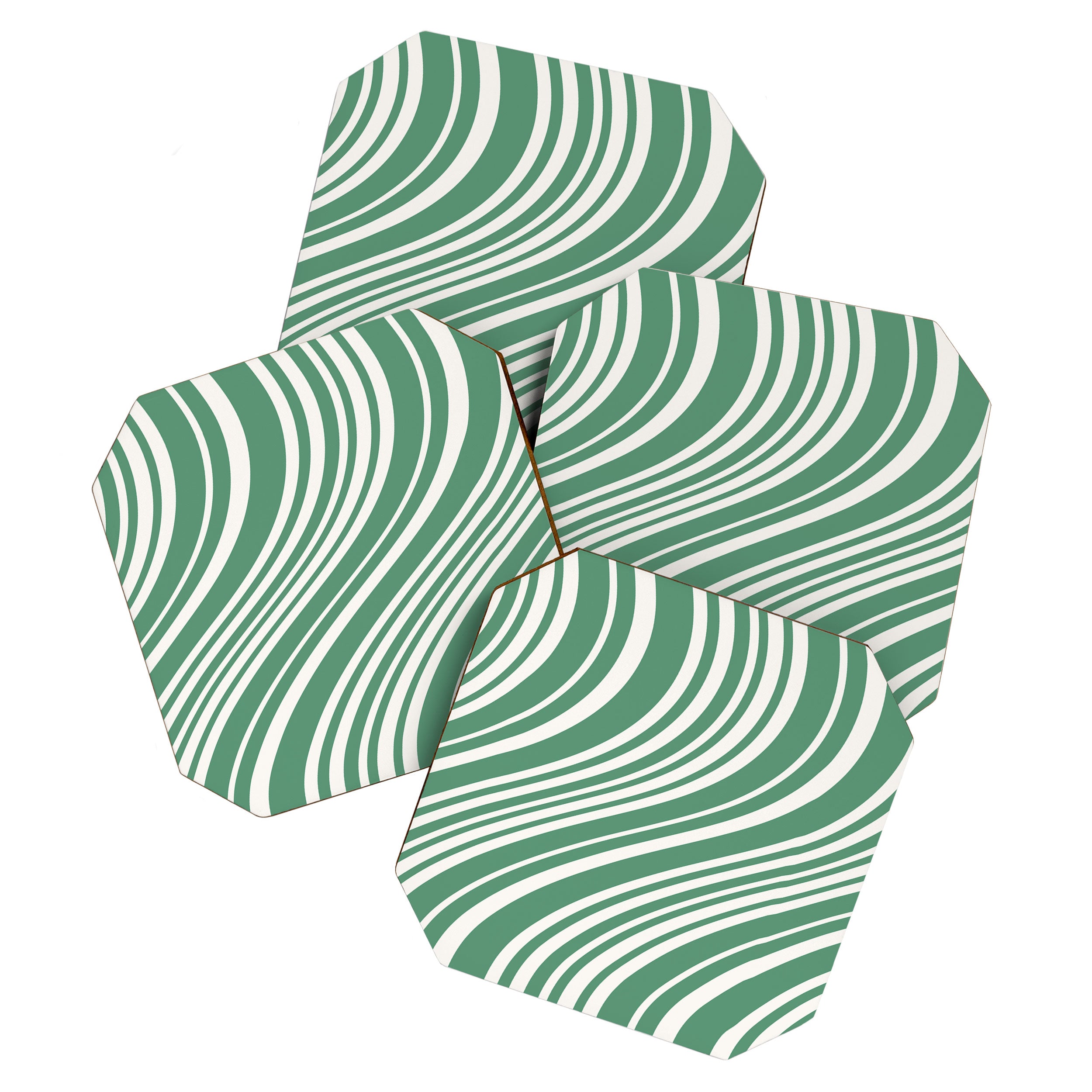 Wavy Stripes XXXIX - Kelly Green Coaster Gallery Image 1