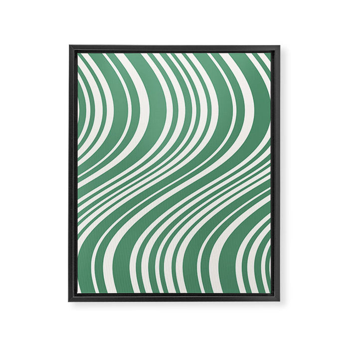 Wavy Stripes XXXIX - Kelly Green Framed Canvas Print Gallery Image 1