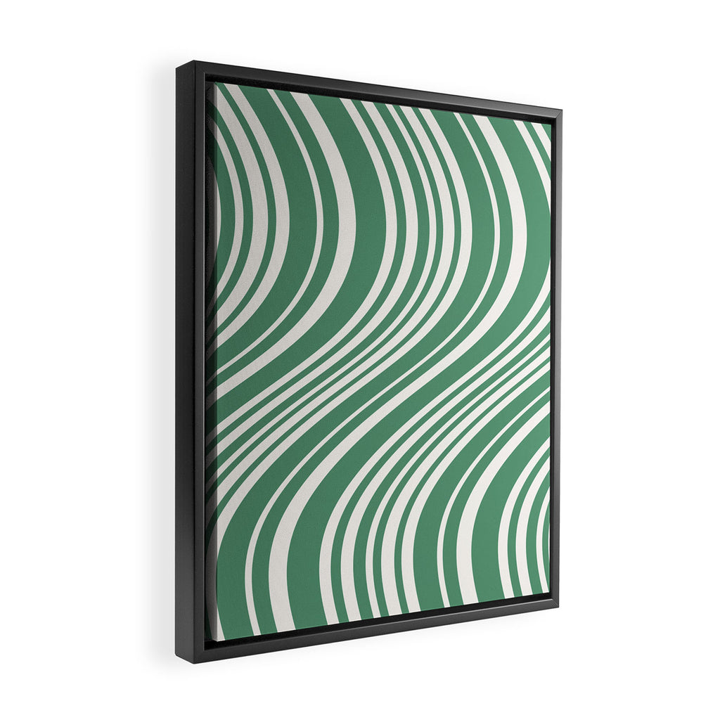 Wavy Stripes XXXIX - Kelly Green Framed Canvas Print Gallery Image 2