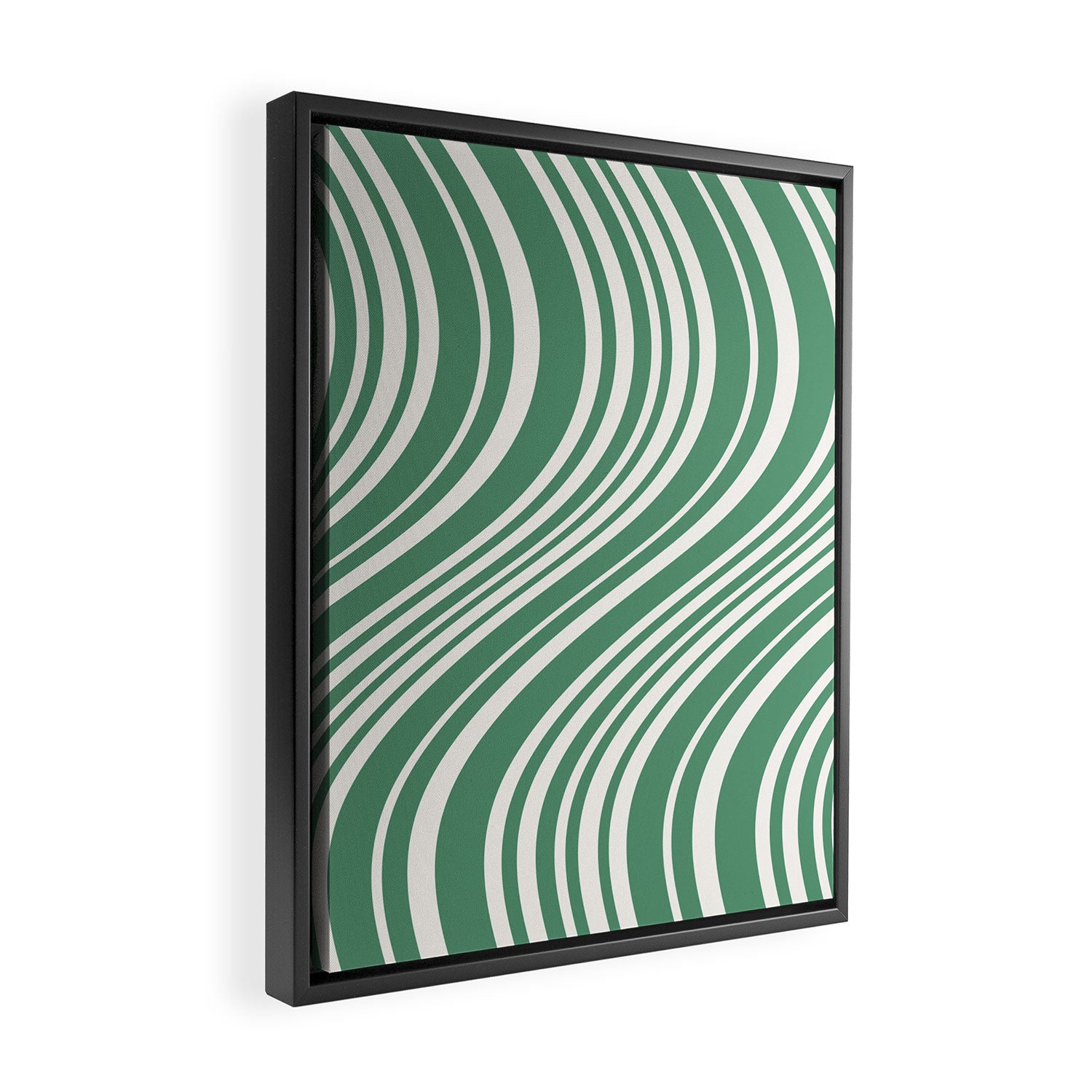 Wavy Stripes XXXIX - Kelly Green Framed Canvas Print Gallery Image 2