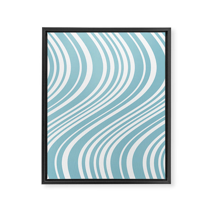 Wavy Stripes XXXV - Sky Blue Framed Canvas Print Gallery Image 1