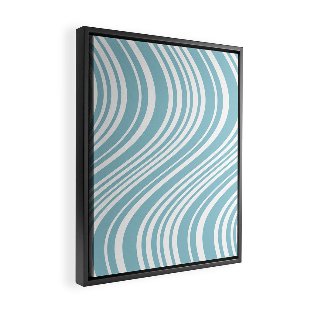 Wavy Stripes XXXV - Sky Blue Framed Canvas Print Gallery Image 2