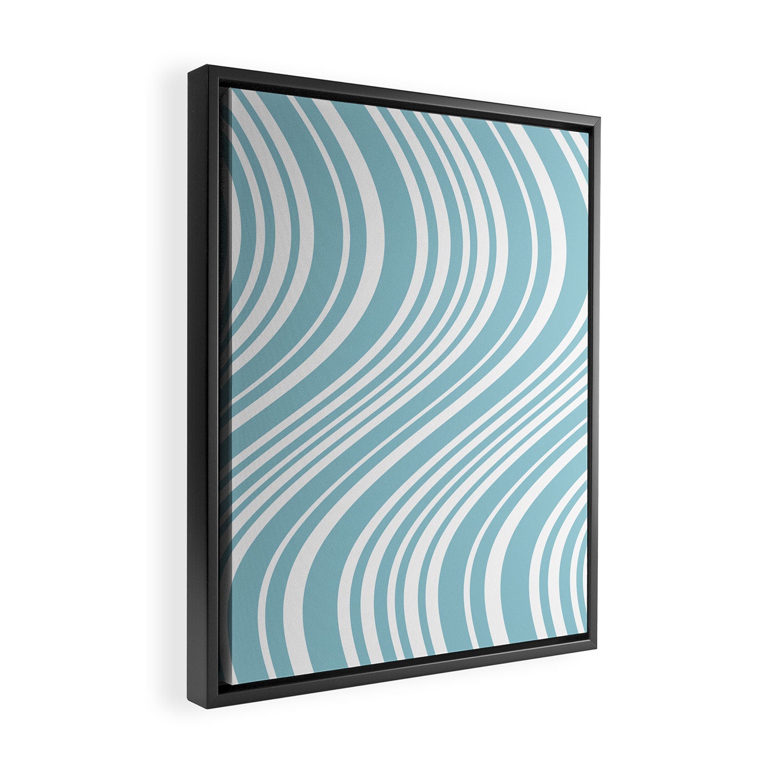 Wavy Stripes XXXV - Sky Blue Framed Canvas Print Gallery Image 2