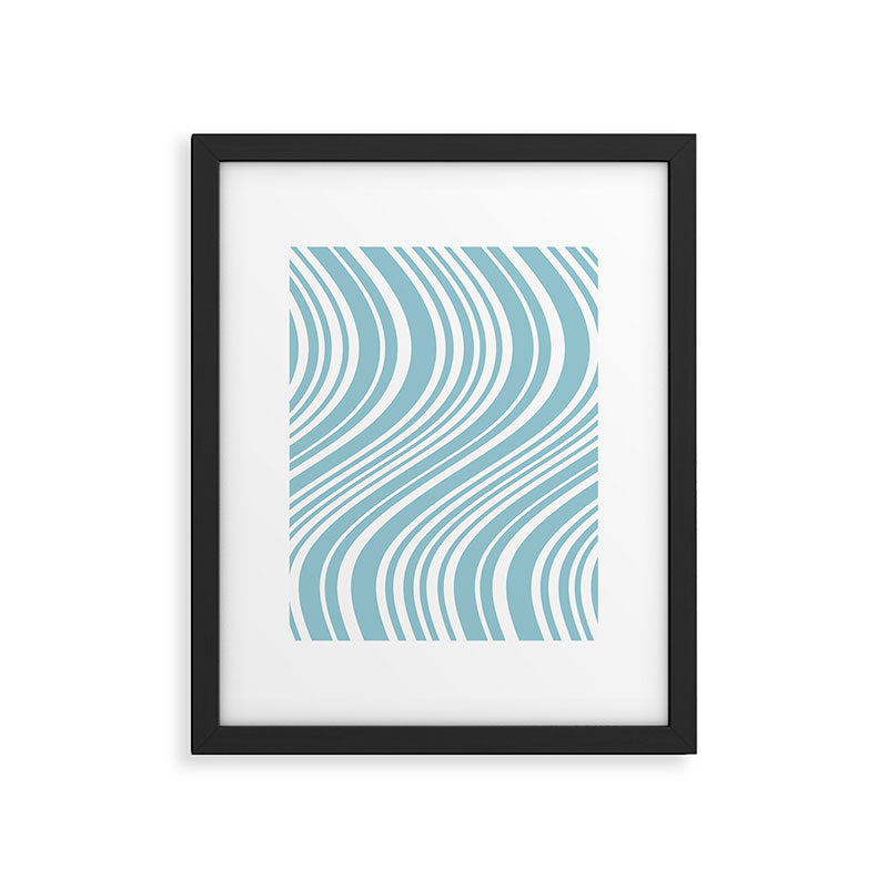 Wavy Stripes XXXV - Sky Blue Framed Art Print Gallery Image 5