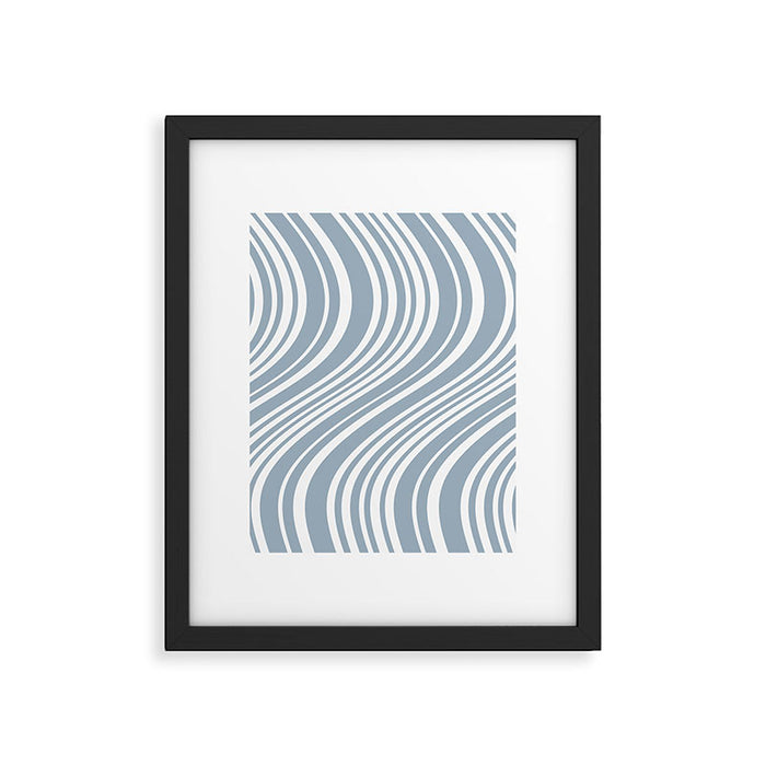 Wavy Stripes XXXVI - Natural Blue  Framed Art Print Gallery Image 1