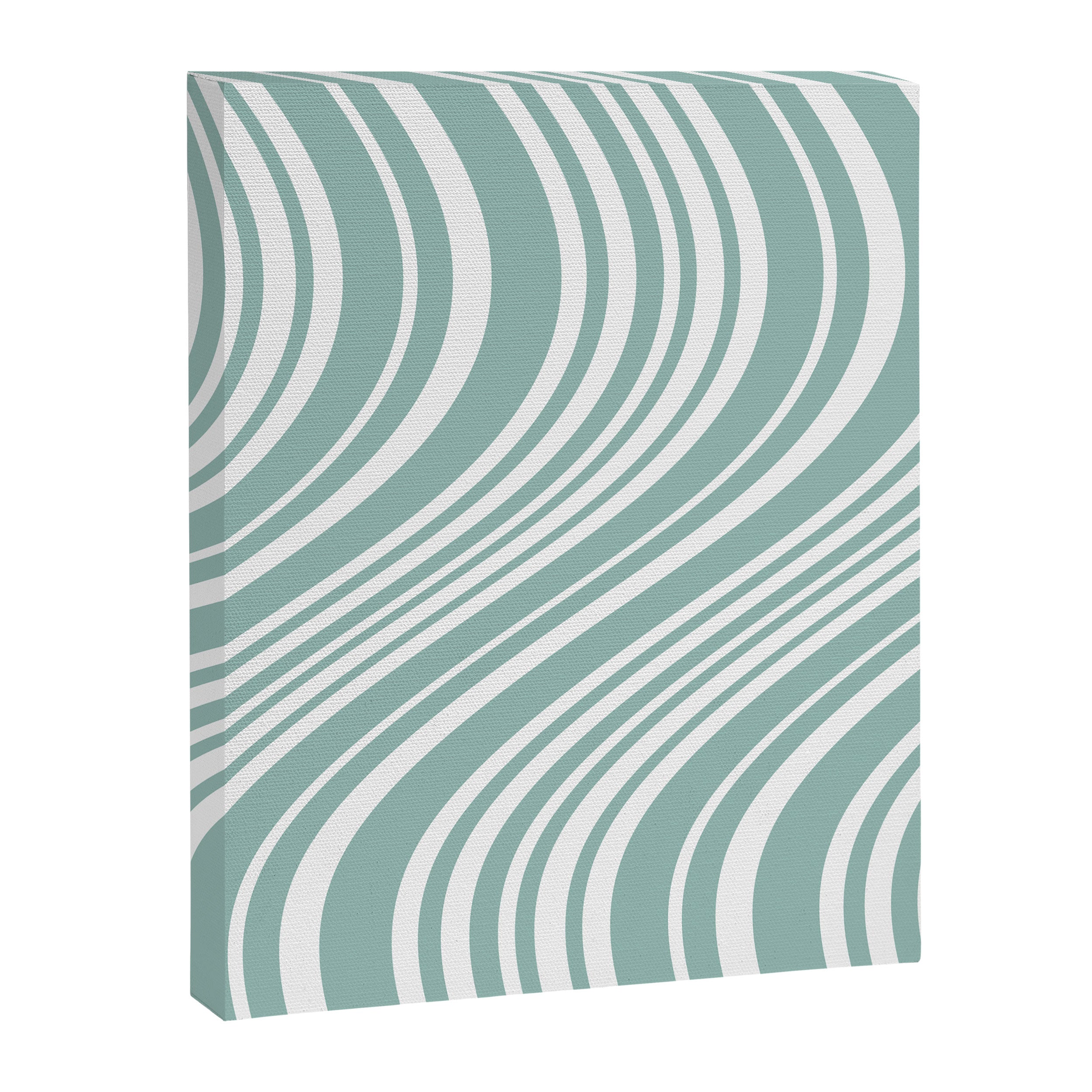 Wavy Stripes XXXVII - Sage Green Canvas Print Gallery Image 6