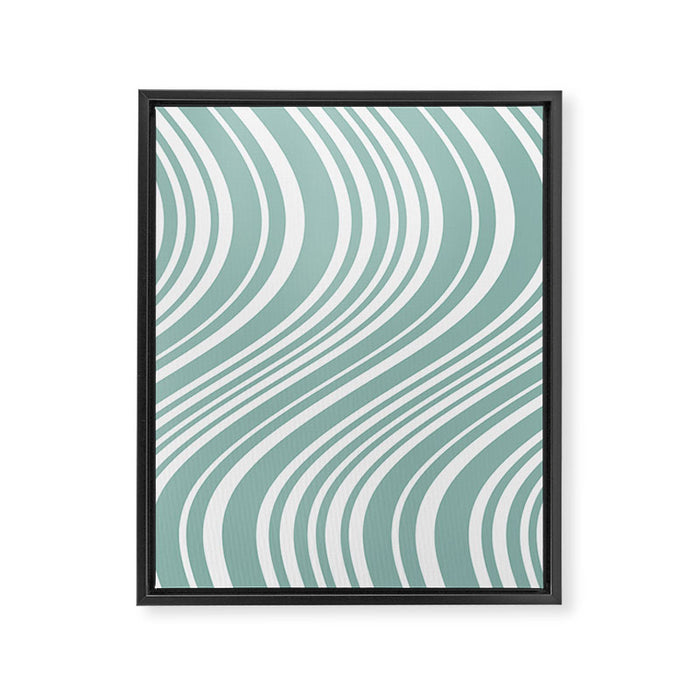 Wavy Stripes XXXVII - Sage Green Framed Canvas Print Gallery Image 1