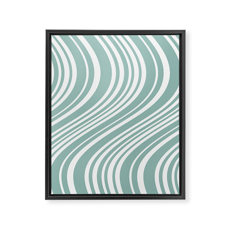 Wavy Stripes XXXVII - Sage Green Framed Canvas Print Gallery Image 6