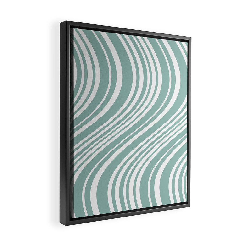 Wavy Stripes XXXVII - Sage Green Framed Canvas Print Gallery Image 2