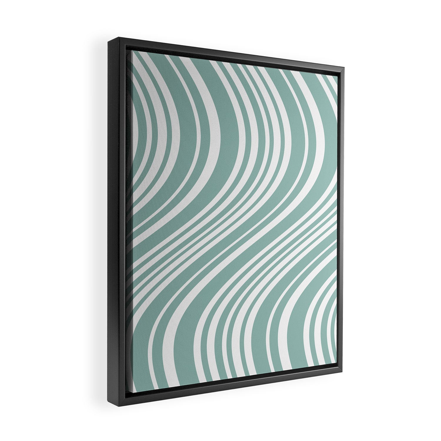 Wavy Stripes XXXVII - Sage Green Framed Canvas Print Gallery Image 2