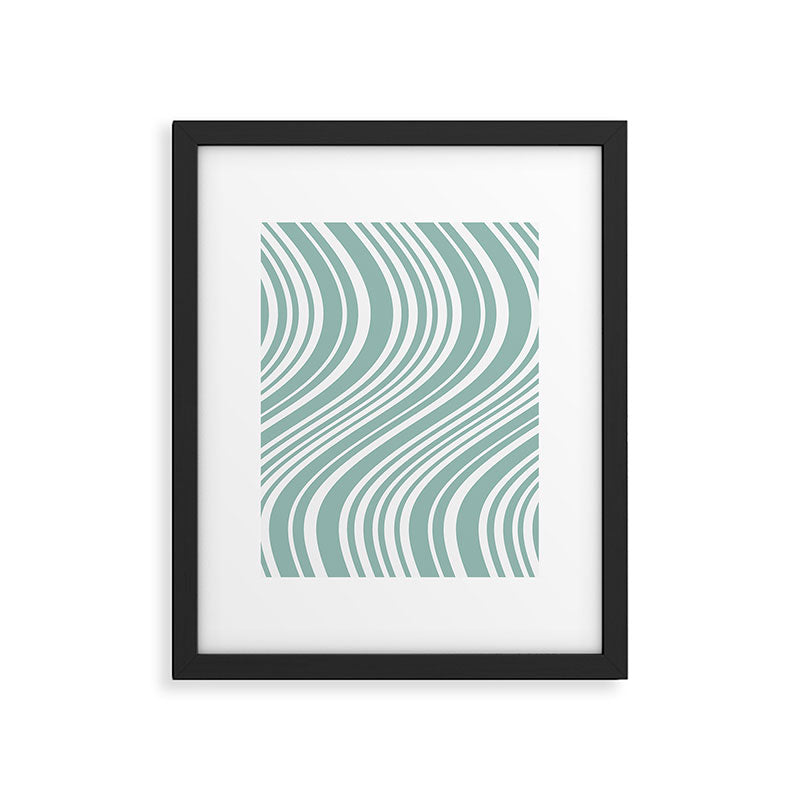 Wavy Stripes XXXVII - Sage Green Framed Art Print Gallery Image 5