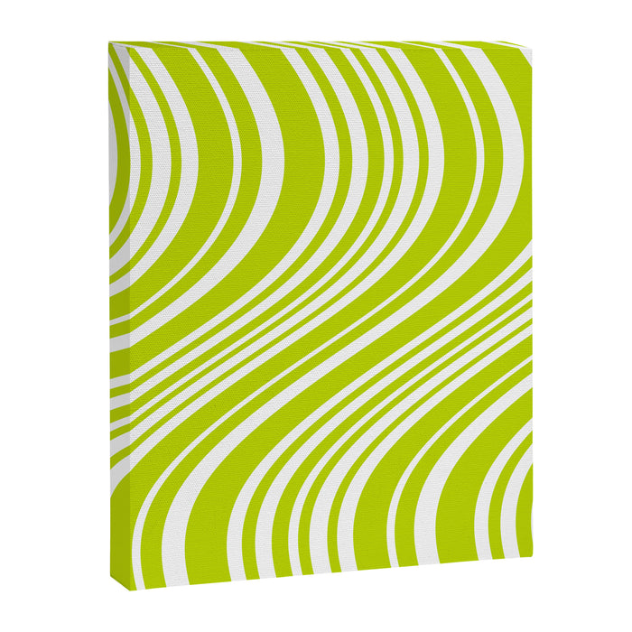 Wavy Stripes XXXVIII - Y2K Lime Green Canvas Print Gallery Image 1