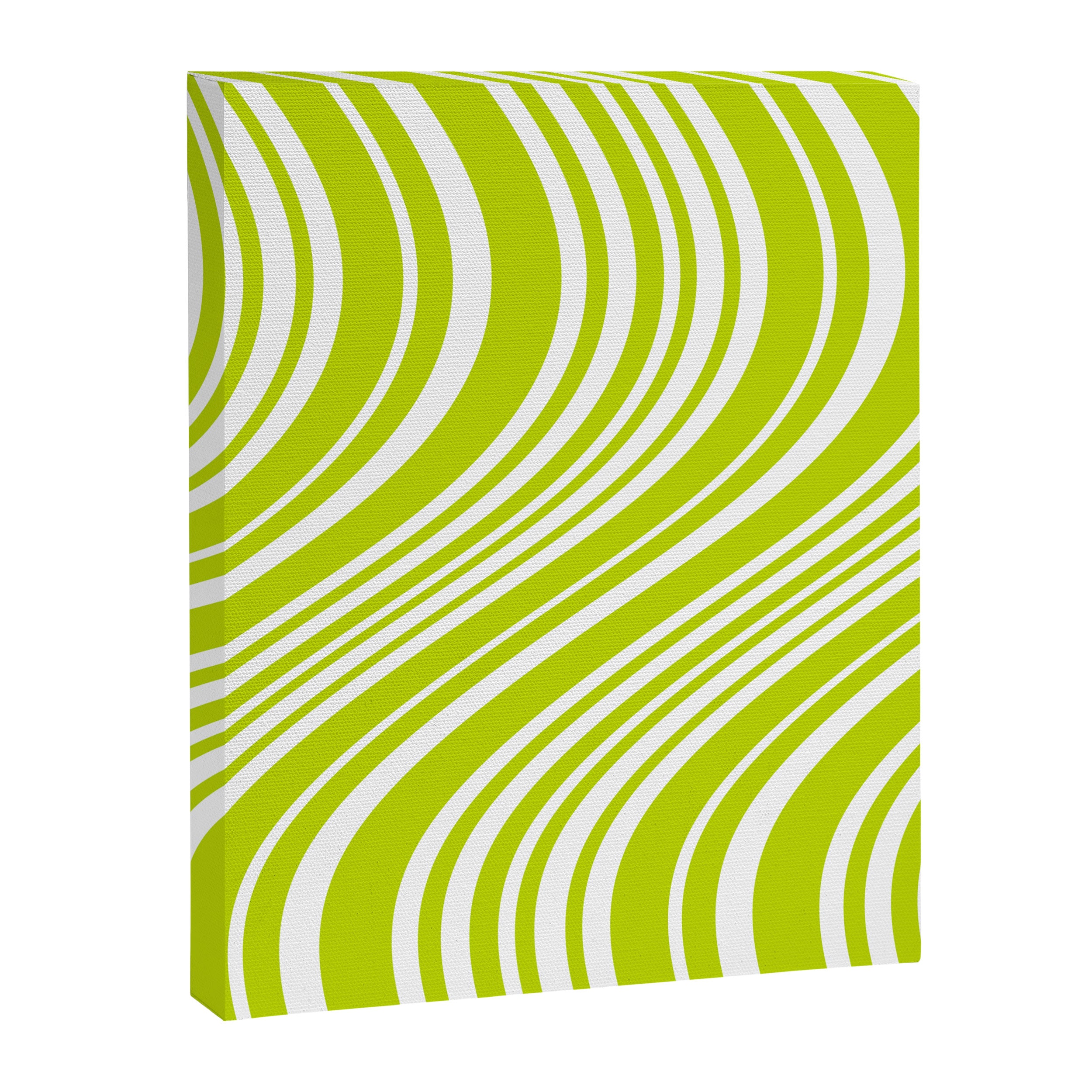 Wavy Stripes XXXVIII - Y2K Lime Green Canvas Print Gallery Image 6