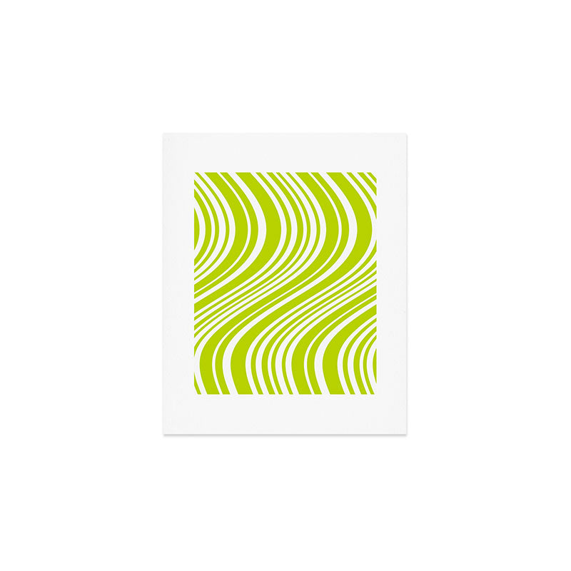 Wavy Stripes XXXVIII - Y2K Lime Green Art Print Gallery Image 1