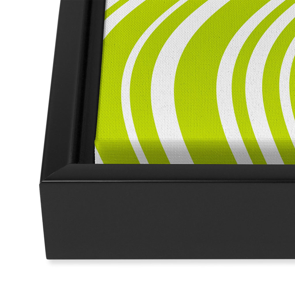 Wavy Stripes XXXVIII - Y2K Lime Green Framed Canvas Print Gallery Image 3