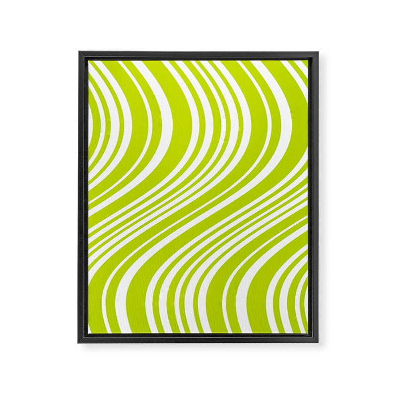 Wavy Stripes XXXVIII - Y2K Lime Green Framed Canvas Print Gallery Image 6