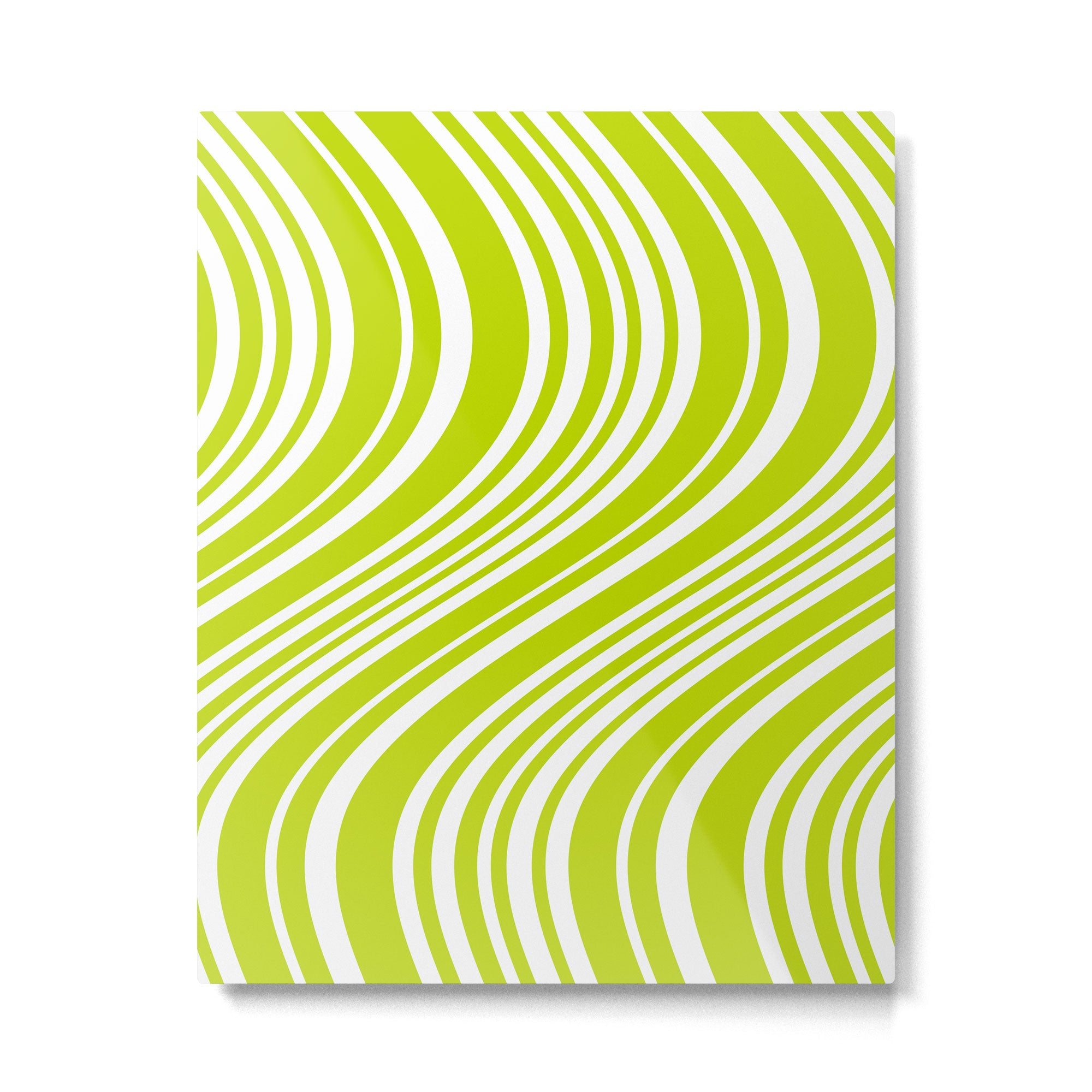 Wavy Stripes XXXVIII - Y2K Lime Green Metal Print Gallery Image 4