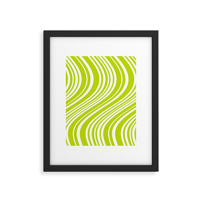 Wavy Stripes XXXVIII - Y2K Lime Green Framed Art Print Gallery Image 1