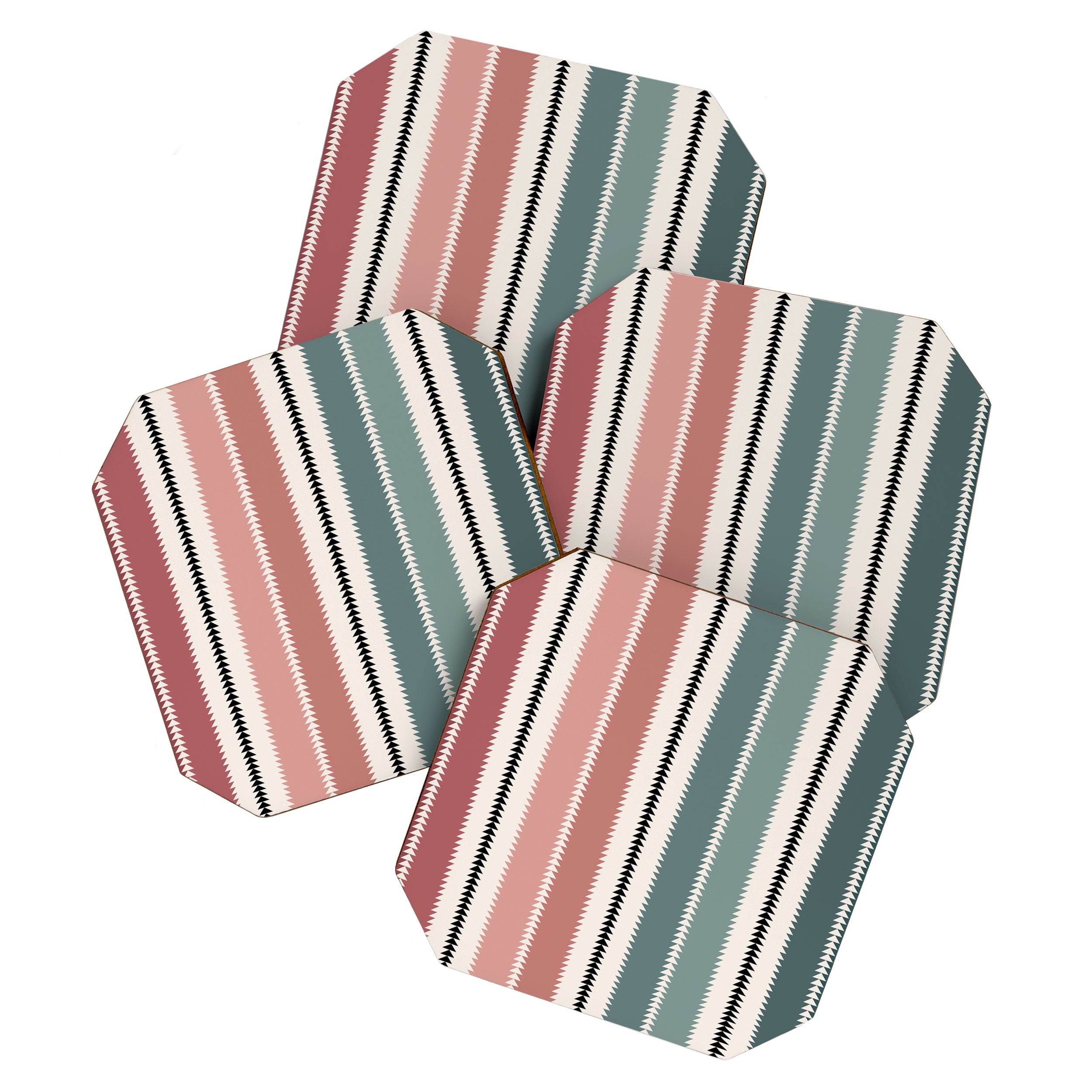 Western Stripes X Pink Green Coaster Gallery Image 1