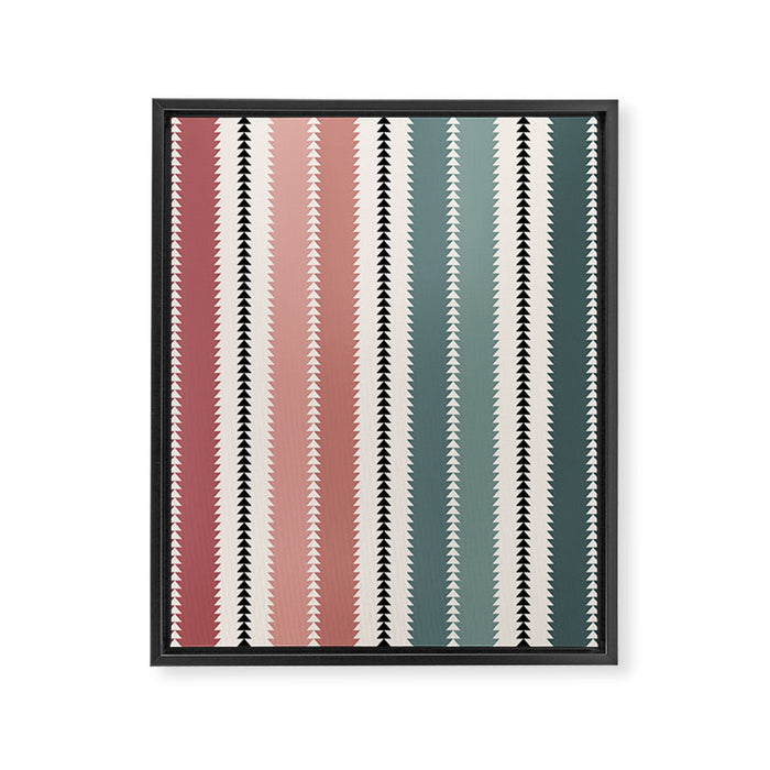 Western Stripes X Pink Green Framed Canvas Print Gallery Image 1
