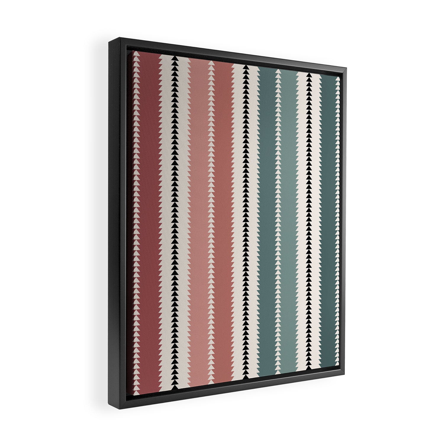 Western Stripes X Pink Green Framed Canvas Print Gallery Image 2