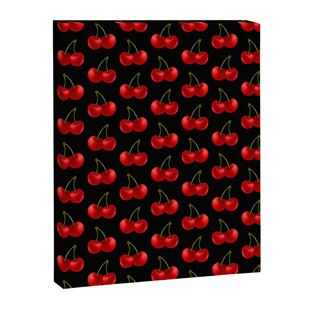 Y2K Cherries - Black Pattern Large Canvas Print Gallery Image 8