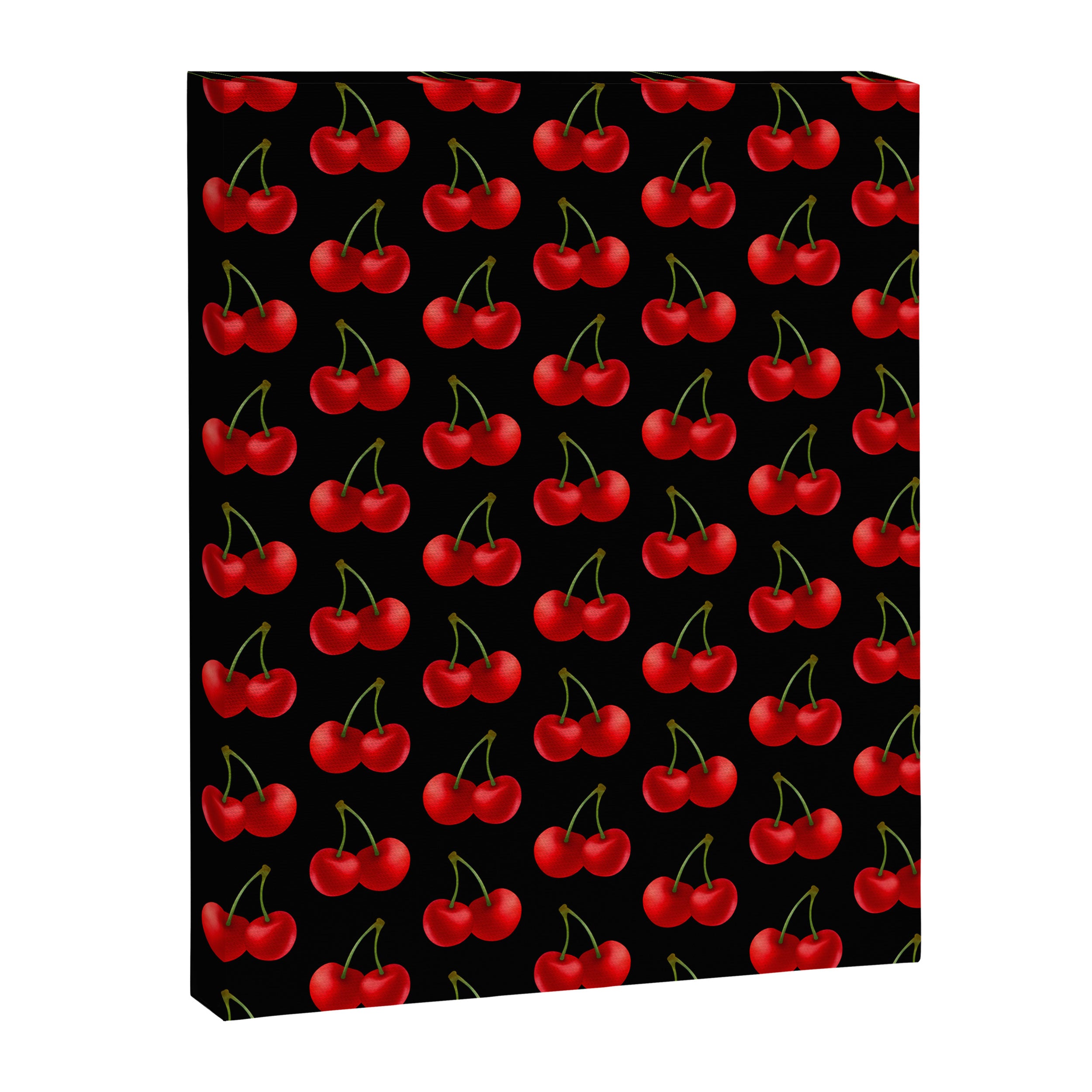 Y2K Cherries - Black Pattern Large Canvas Print Gallery Image 8