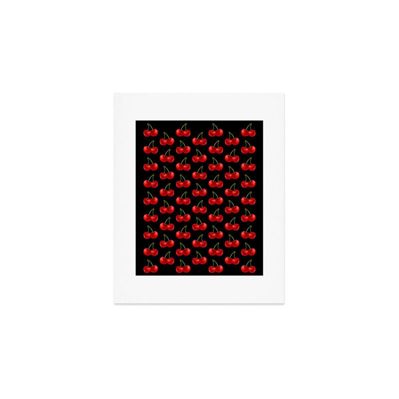 Y2K Cherries - Black Pattern Large Art Print Gallery Image 1
