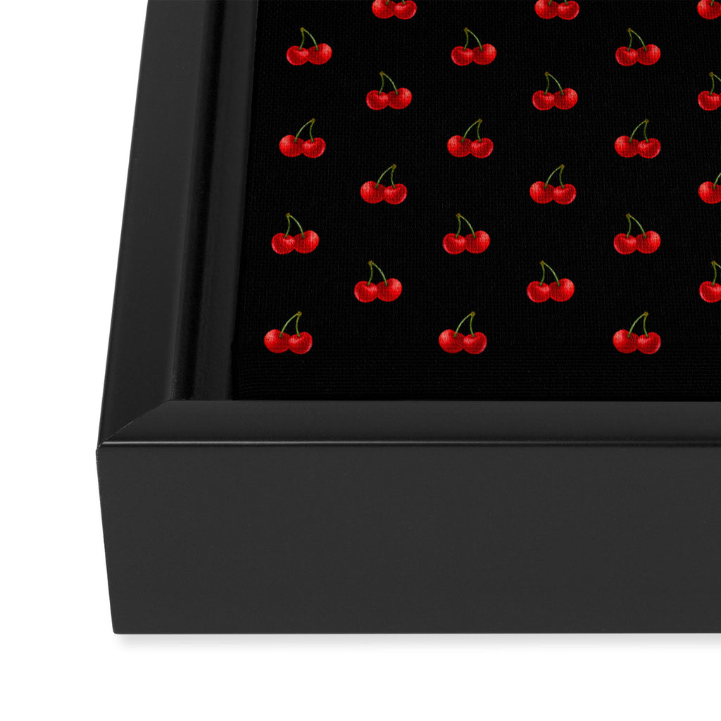 Y2K Cherries - Black Pattern Miniature Framed Canvas Print Gallery Image 3
