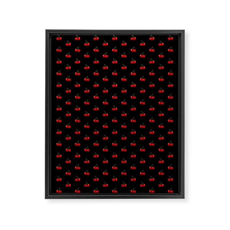 Y2K Cherries - Black Pattern Miniature Framed Canvas Print Gallery Image 8