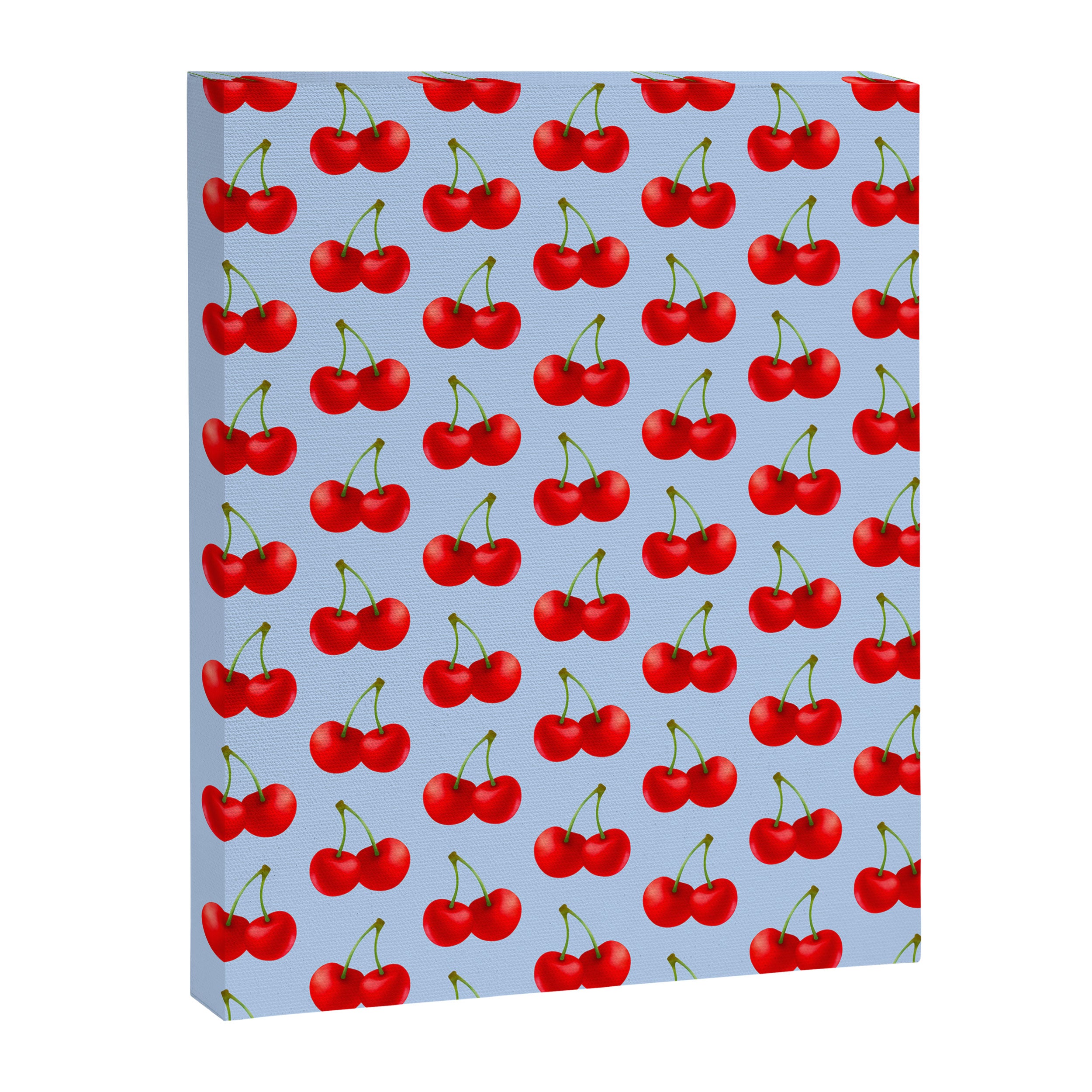 Y2K Cherries - Blue Pattern Large Canvas Print Gallery Image 8