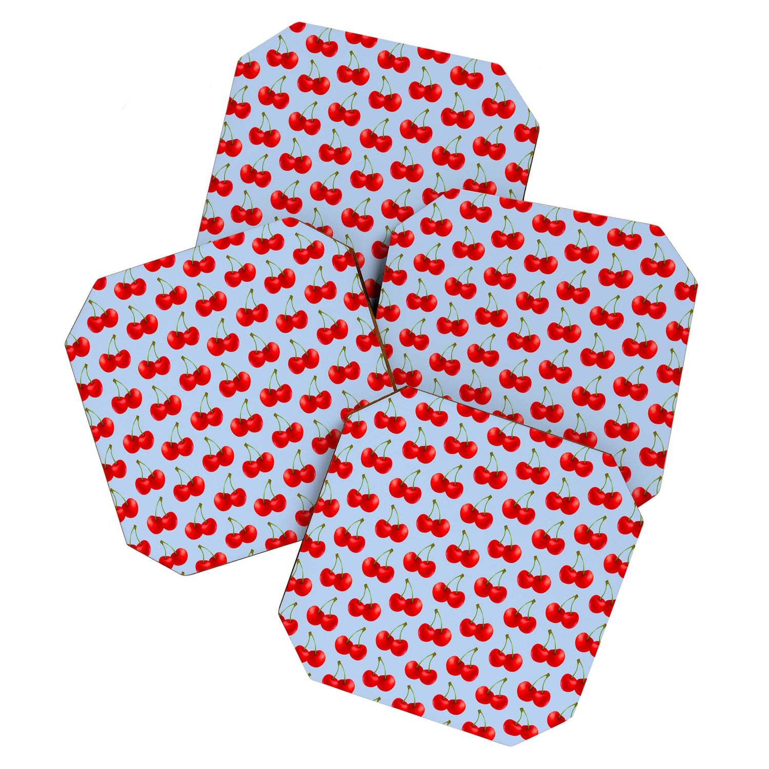 Y2K Cherries - Blue Pattern Large Coaster Gallery Image 1