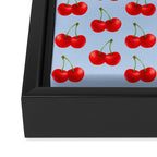 Y2K Cherries - Blue Pattern Large Framed Canvas Print Gallery Image 3
