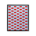 Y2K Cherries - Blue Pattern Large Framed Canvas Print Gallery Image 8