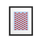 Y2K Cherries - Blue Pattern Large Framed Art Print Gallery Image 6