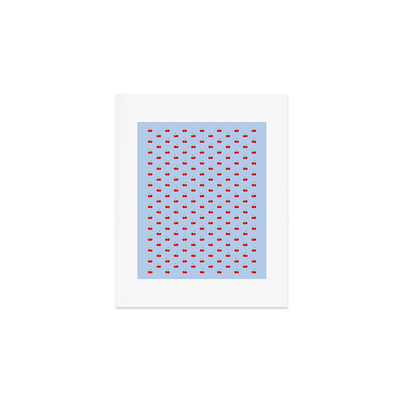 Y2K Cherries - Blue Pattern Miniature Art Print Gallery Image 1