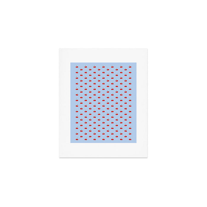 Y2K Cherries - Blue Pattern Miniature Art Print Gallery Image 1