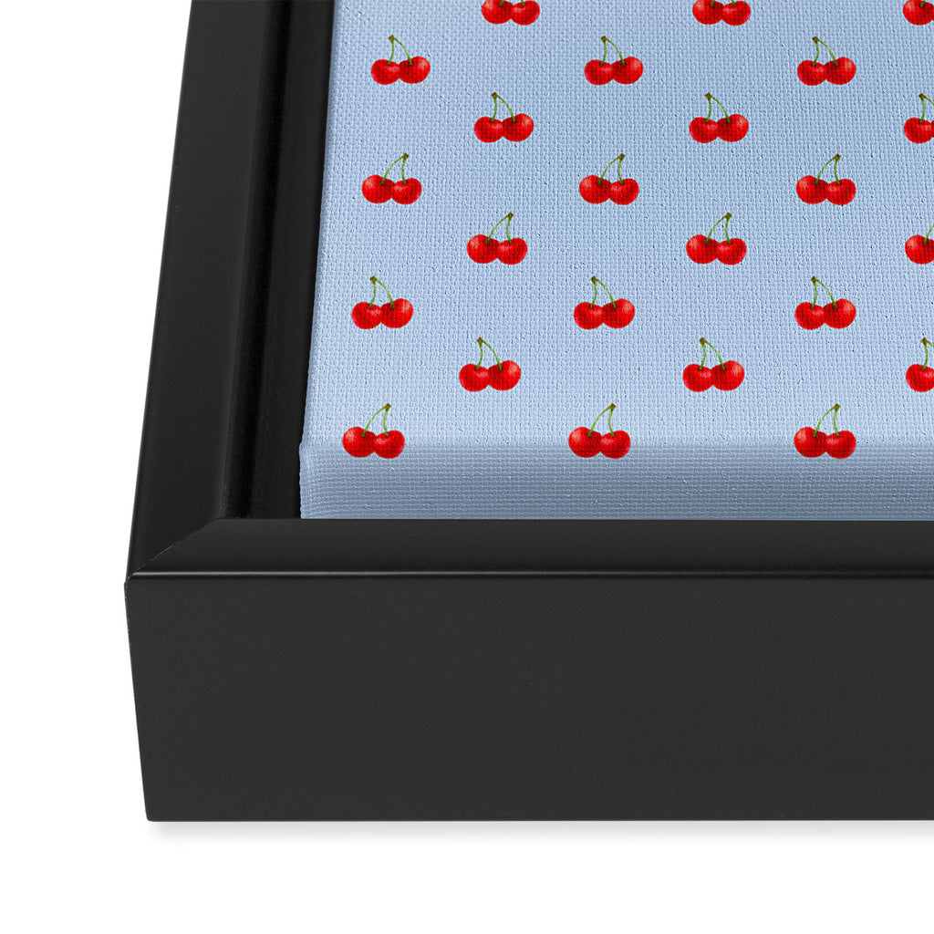 Y2K Cherries - Blue Pattern Miniature Framed Canvas Print Gallery Image 3