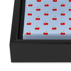 Y2K Cherries - Blue Pattern Miniature Framed Canvas Print Gallery Image 3