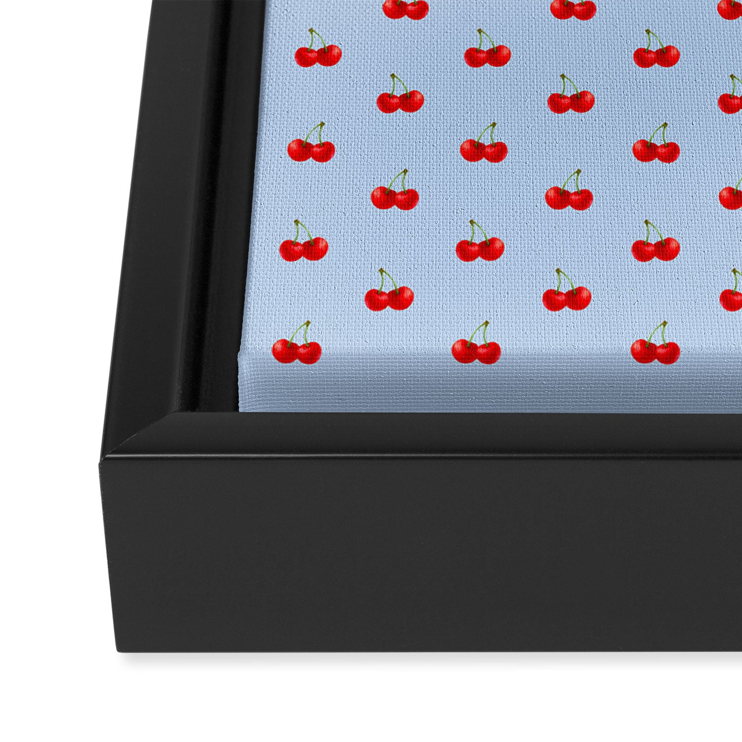 Y2K Cherries - Blue Pattern Miniature Framed Canvas Print Gallery Image 3