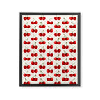 Y2K Cherries - Creme Pattern Large Framed Canvas Print Gallery Image 8