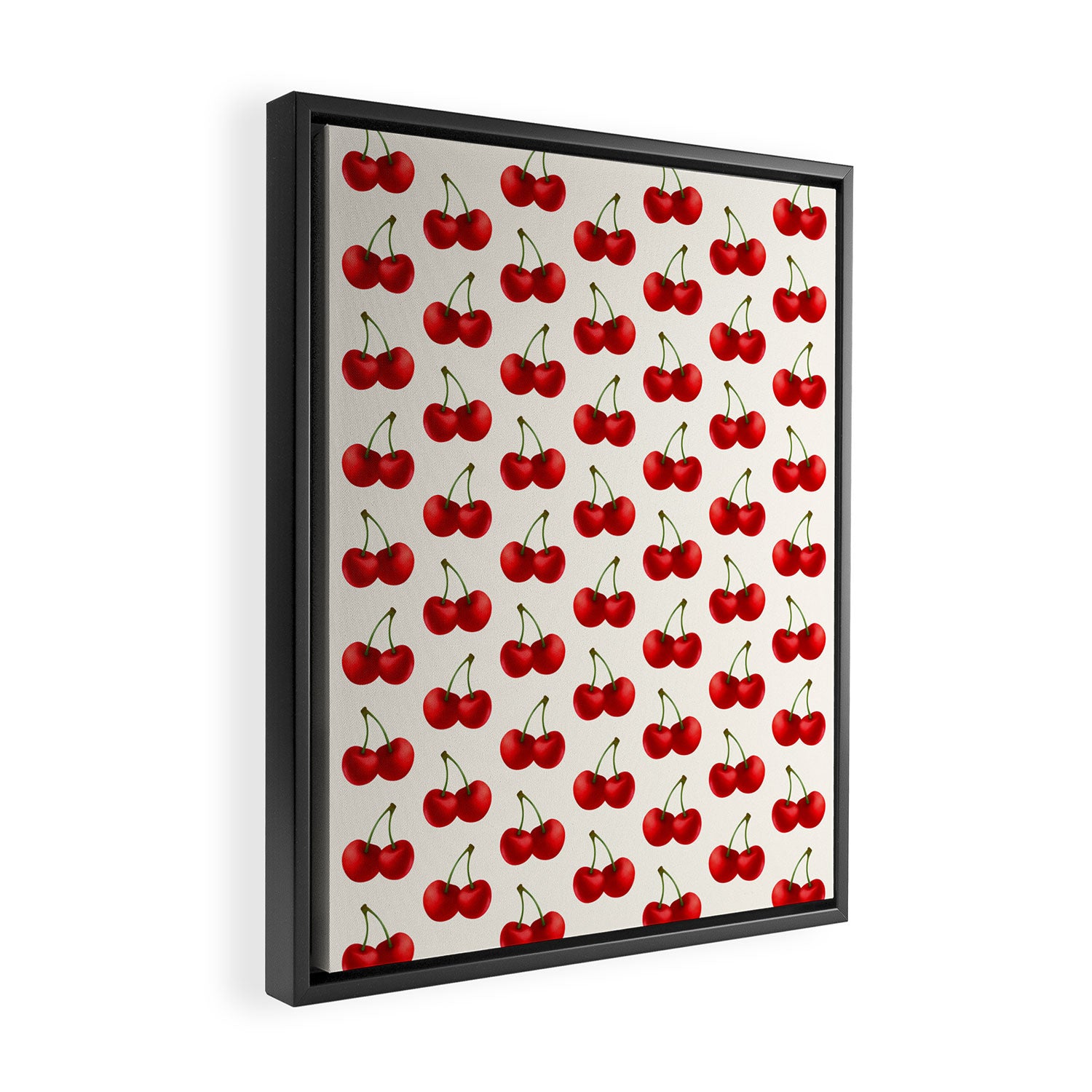Y2K Cherries - Creme Pattern Large Framed Canvas Print Gallery Image 2
